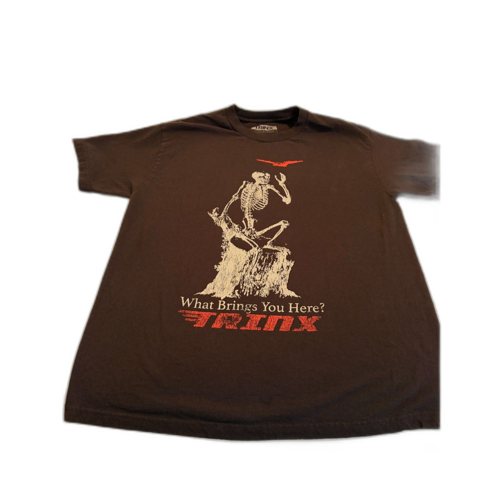 Trinx What Brings You Here Skeleton Graphic Tee Brown Short Sleeve Shirt L